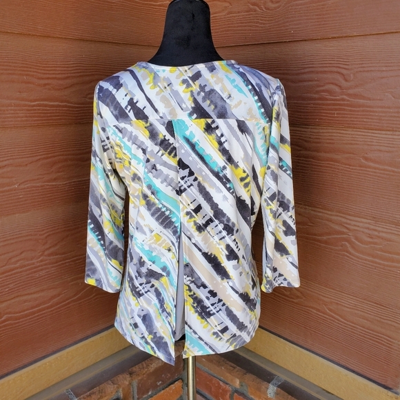 Alia Women's Colorful Stretchy 3/4 Sleeve Blouse Top Size Petite Small PS NWOT - Picture 13 of 14